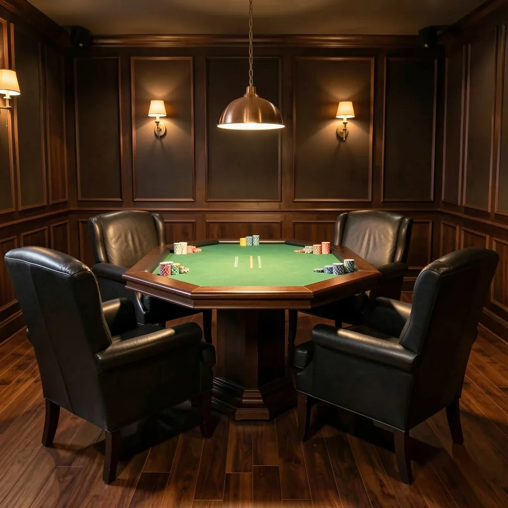 Fotele wokół stołu pokerowego