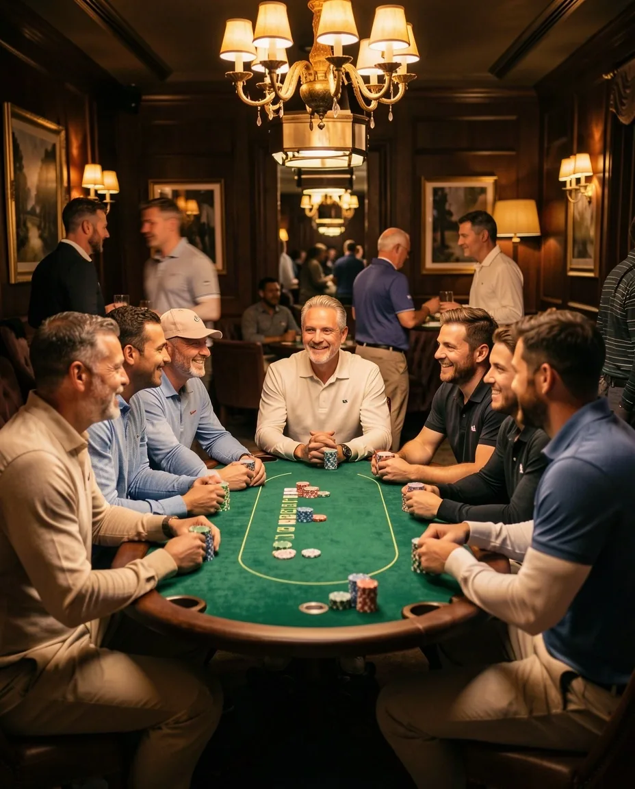 Goście przy stole pokerowym w Poker Lounge Ravfoell