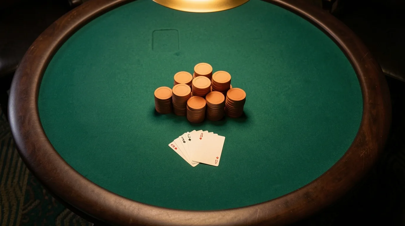 Profesjonalny stół pokerowy z żetonami w Ravfoell